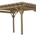 Natural Wood Pergola With Classic Outdoor Beam And Column Structure