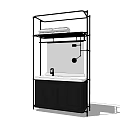 Modern Black Frame Washbasin Vanity With Shelf Cabinet And Hanging Mirror