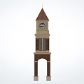 Red Brick Clock Tower Featuring Two Faced Clocks And Column Base Design