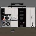 Modern Home Balcony With Washing Machine Dryer Cabinets Sink And Storage Space