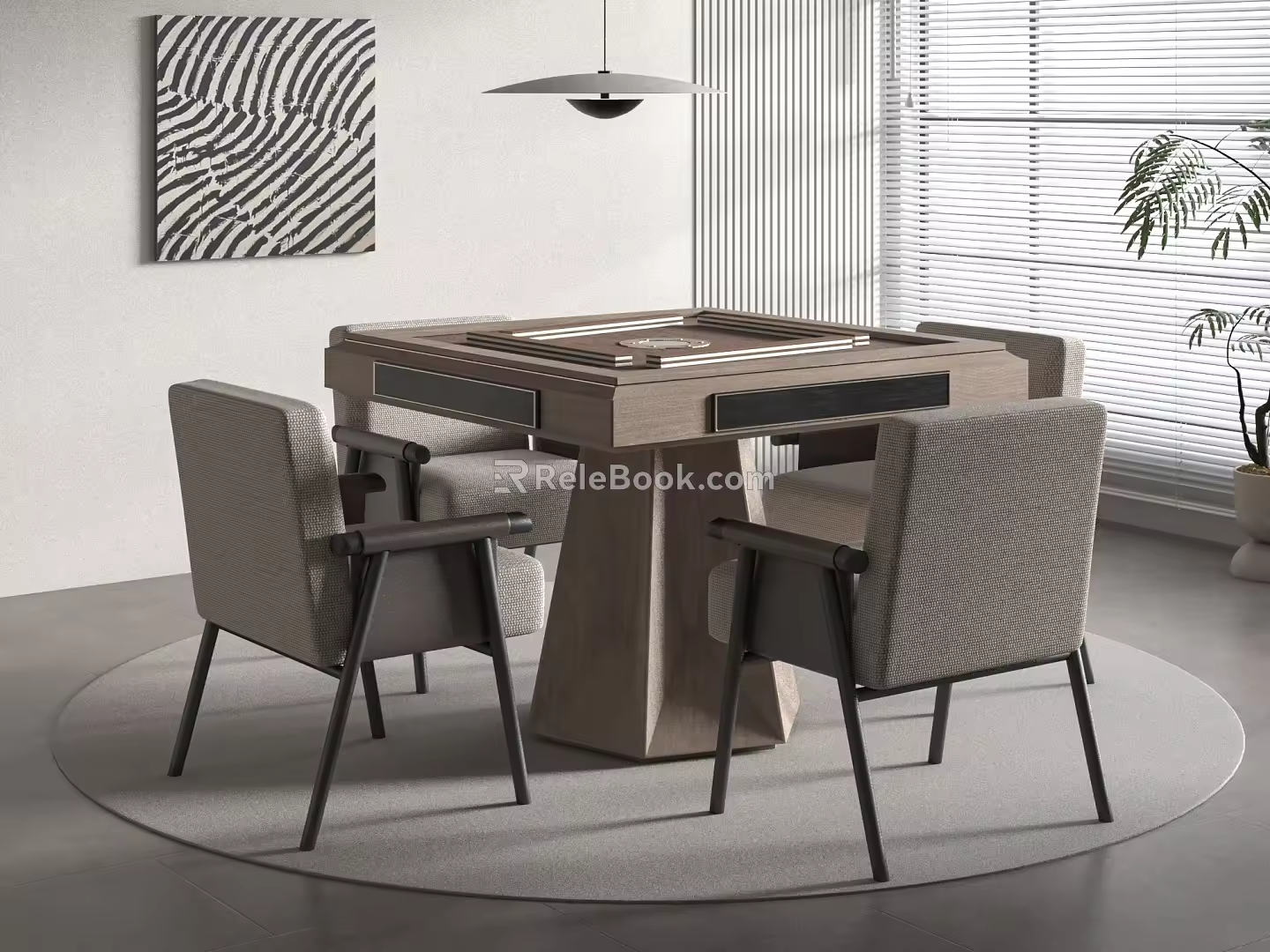 Mahjong Table and Wind Combination Single Chair 3d model