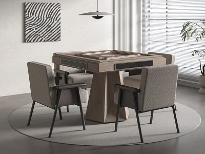 Modern Luxury Entertainment Table With Four Chairs Carpet And Wall Art Near Window 3d model