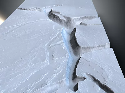 Scenic Glacier Landscape With Deep Ice Cracks And Snowy Surface Textures 3d model