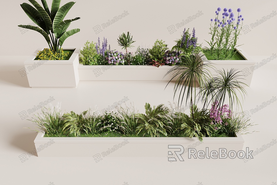 Modern flower pond flower bed plant pile green plant flower landscape sketch courtyard landscape model