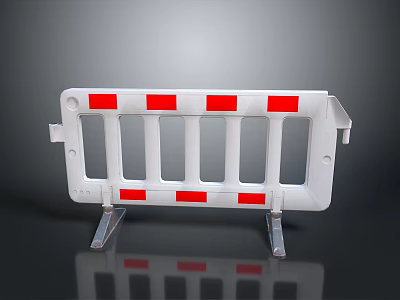 White Plastic Traffic Barrier With Red Stripes And Reflective Surface For Road Safety 3d model