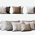 Modern Decorative Throw Pillows In Neutral Tones With Textured And Checkered Patterns 3d model