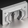 3D Model Of Modern Metallic Geometric Structure With Symmetrical Hexagonal Grooves And Precision Design