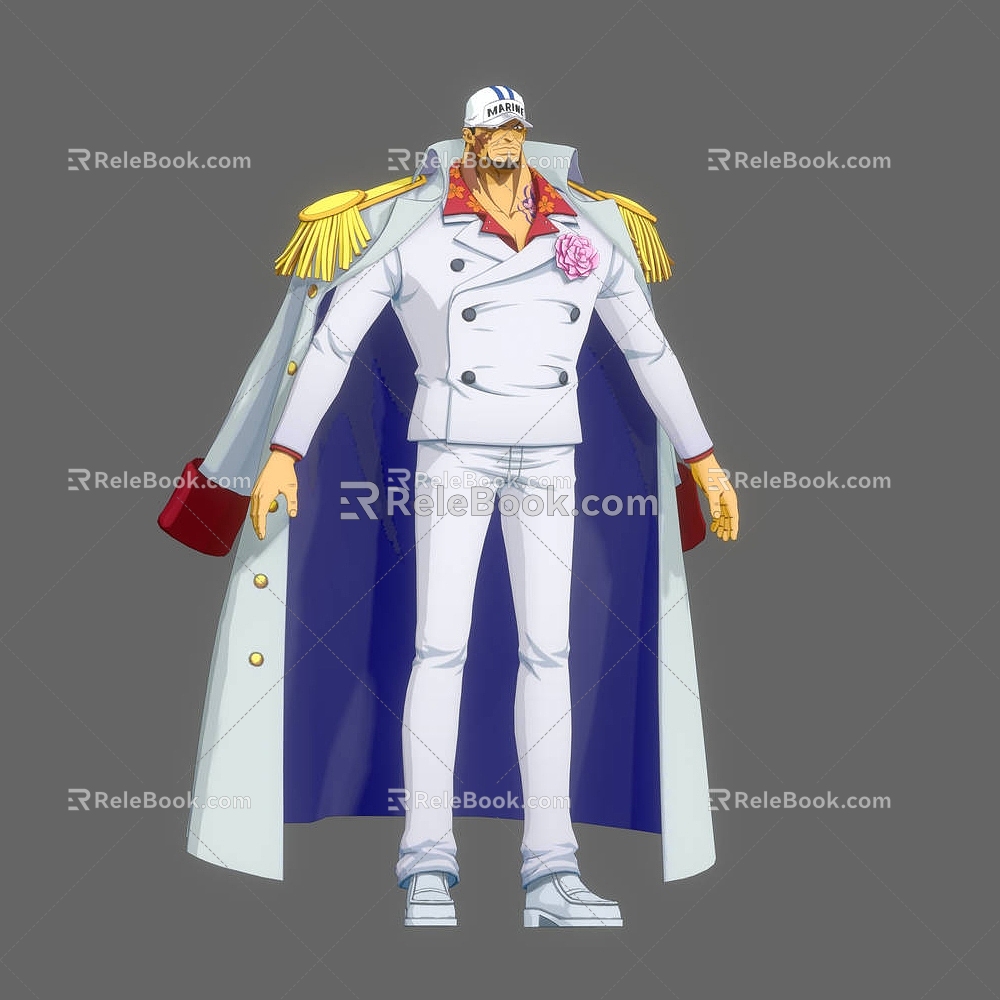 One Piece Navy Marshal Red Dog Cartoon Animation Cartoon Cartoon Cartoon Cartoon Cartoon Cartoon One Piece Navy General Red Dog Marshal Casasaki 3d model