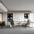 Modern Office Interior Design With Workstations Ergonomic Chairs Sofa And Bookshelves