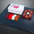 Assorted Colored Chocolates in Heart Shaped Trays with White Box and Red Heart Key Decoration