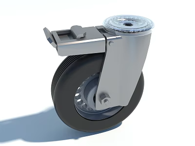 Black Tire Swivel Caster Wheel With Metal Bracket Brake And Transparent Cover 3d model