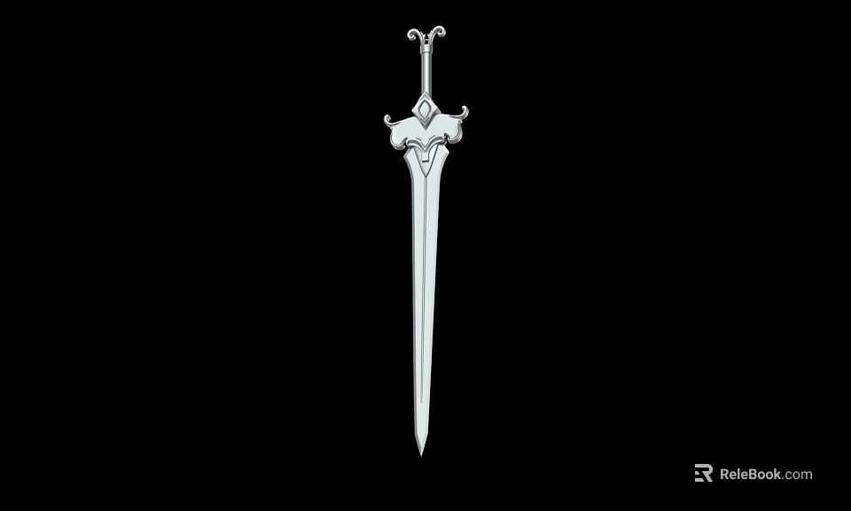 Elegant Silver Decorative Sword With Intricate Hilt And Sharp Metal Blade Design 3d model 
