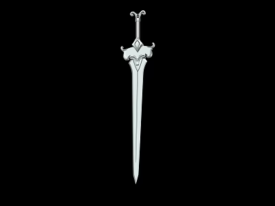 Elegant Silver Decorative Sword With Intricate Hilt And Sharp Metal Blade Design 3d model
