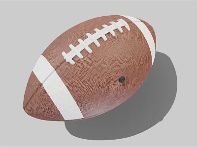 High Quality Professional Rugby Ball With Brown Textured Surface White Laces And Stripes 3d model