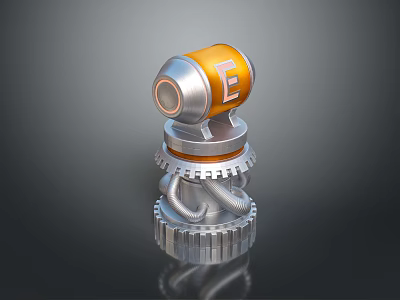 Orange Scenic View With E Shaped Landmark And Gear Like Rock Formations 3d model