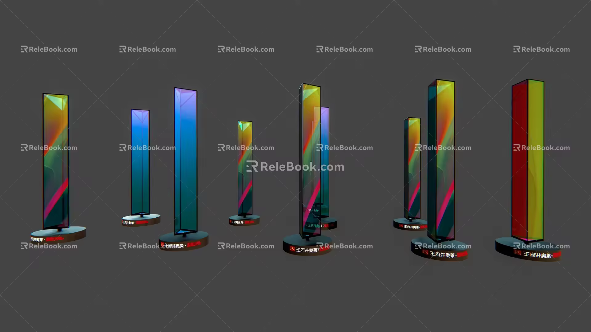 modern column glass column 3d model