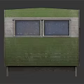 Green And White Modular Structure With Striped Roof And Side Window Design