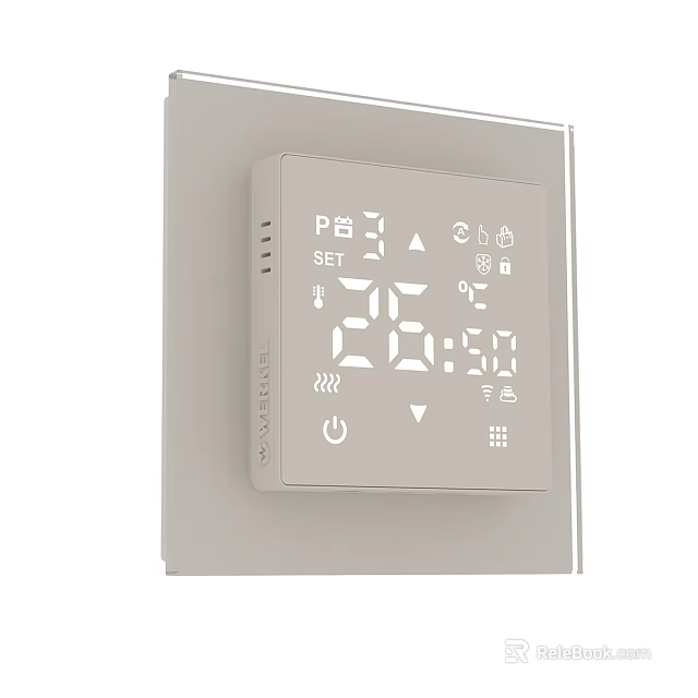 Smart Thermostat With Digital Display And Control Panel 3d model 