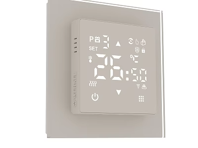 Smart Thermostat With Digital Display And Control Panel 3d model