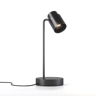 Modern Black Desk Lamp With Curved Metal Stand And Adjustable Head 3d model