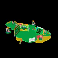 Forest Fantasy City 3D Model Design With Green Background Flowers And Trees