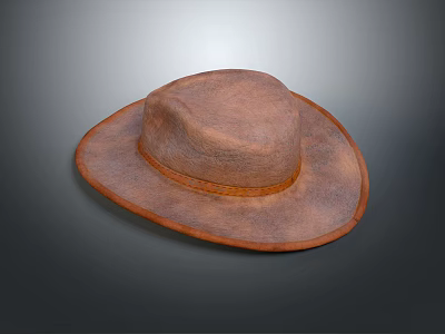 Brown Leather Cowboy Hat With Wide Brim Classic Design Outdoor Wear 3d model