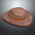 Brown Leather Cowboy Hat With Wide Brim Classic Design Outdoor Wear