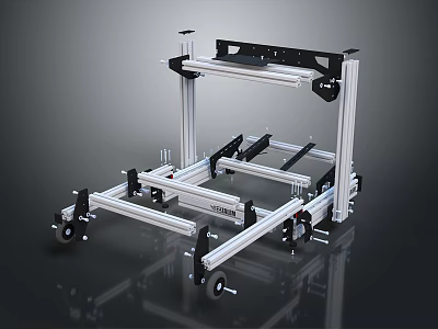 Aluminum Metal Frame Mobile Support Structure With Heavy Duty Wheels And Stabilizers 3d model