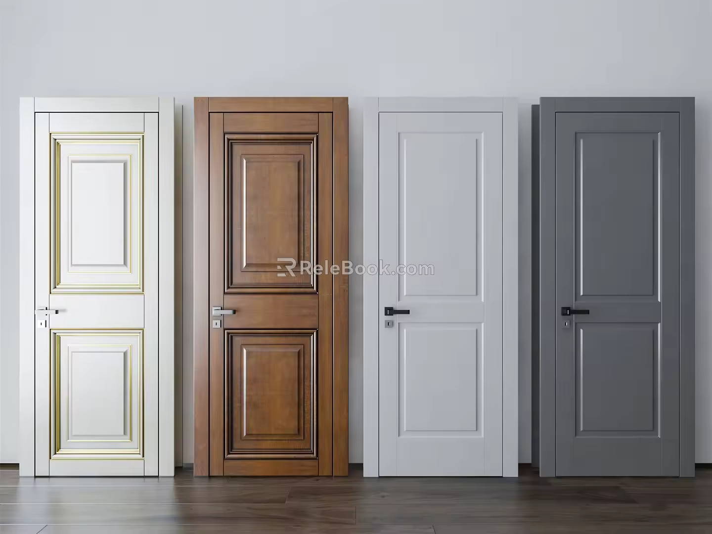Modern swing door single door combination 3d model