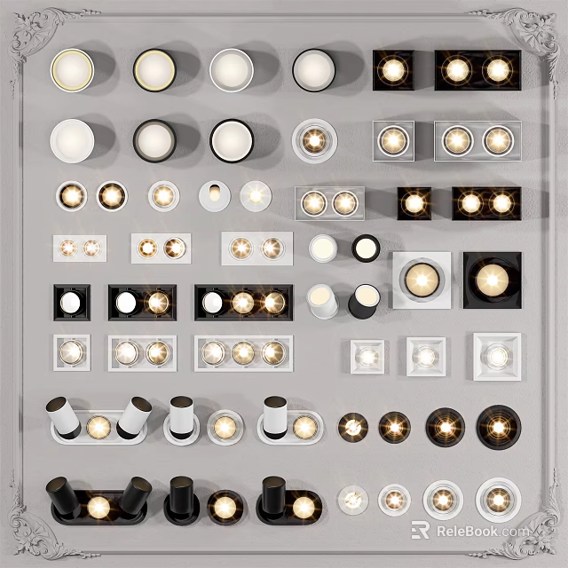 Various Styles Of Modern Downlights And Spotlights For Home Interior Lighting 3d model 