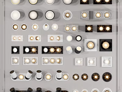 Various Styles Of Modern Downlights And Spotlights For Home Interior Lighting 3d model