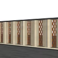 Modern Exterior Feature Wall With Geometric Patterns And Ambient Lighting Design 3d model