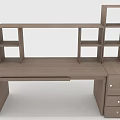 Modern Wooden Desk With Open Shelves And Storage Drawers For Home Office