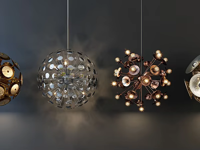 Unique Shaped Pendant Lights with Various Designs and Metal Glass Illumination for Interior Decor 3d model