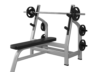 Heavy Duty Commercial Bench Press Rack With Barbell Weight Plates And Bench 3d model