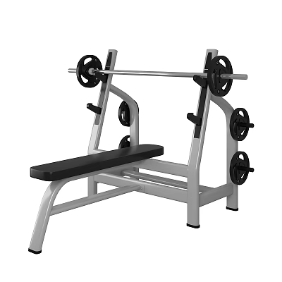 Heavy Duty Commercial Bench Press Rack With Barbell Weight Plates And Bench 3d model