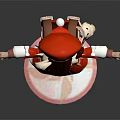 Game Anime Character In Red Christmas Outfit With White Hair Arms Outstretched On Red Base