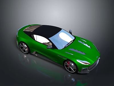 Green Sports Car With Black Roof Sleek Aerodynamic Design And Stylish Alloy Wheels 3d model