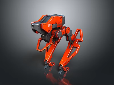 Detailed Red Mechanical Game and Movie Character With Futuristic Robotic Legs Structure 3d model
