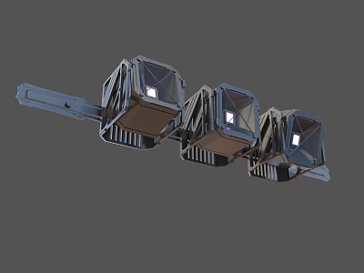 Industrial LED Lighting Fixture With Three Connected Rectangular Units And Metal Mounting Bracket 3d model