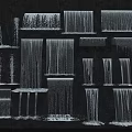 Various Decorative Water Fountain Features With Different Waterfall Structures And Flowing Designs 3d model