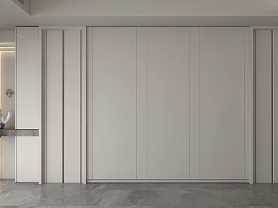Modern Wall Paneling Interior Design With White Vertical Panels And Sleek Lines 3d model