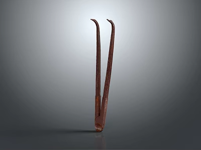 Brown Long Handle Kitchen Tongs Practical Household Cooking Utensil For Food Handling 3d model
