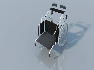 Modern Black And White Wheelchair With Metal Frame And Large Wheels 3d model