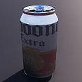 Modelo Extra Beer Bottle With La Cerveza Fina Label On Gray Background