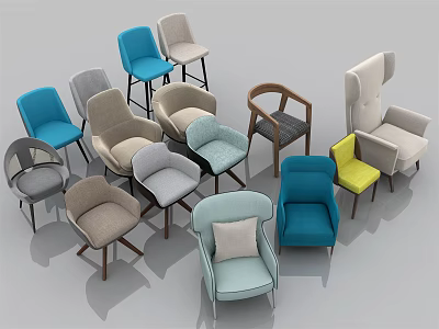 Stylish Accent Leisure Chairs In Various Colors And Modern Styles For Living Room Decor 3d model