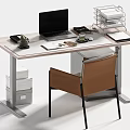Desk Chair Study Desk Computer Desk Single Chair Learning Supplies 3d model