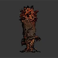 Monstrous Creature With Fiery Lava Texture Spiked Tentacles And Dark Red Form