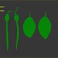 Plant Parts Featuring Wilted Fruits With Yellow Stems And Green Oval Leaves On Dark Background