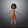 Cute Child Character In Orange Outfit And Orange Shoes With Open Arms Standing Pose